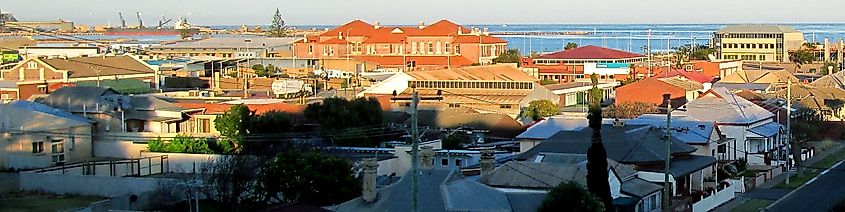 Low roofs leading out to sea in Geraldton, Western Australia.