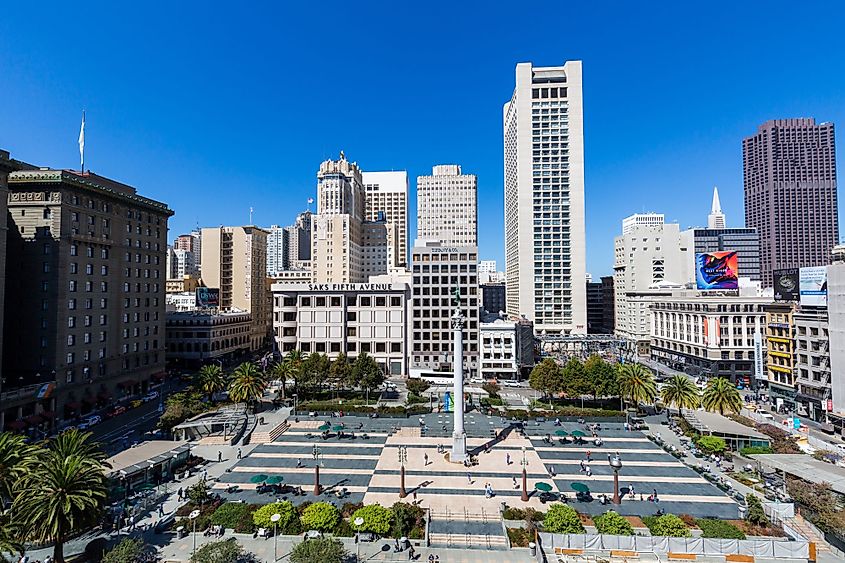 View of the Union Square in San Francisco, California