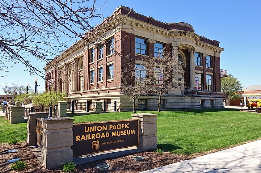 View of the Union Pacific Railroad Museum in Council Bluffs, Iowa