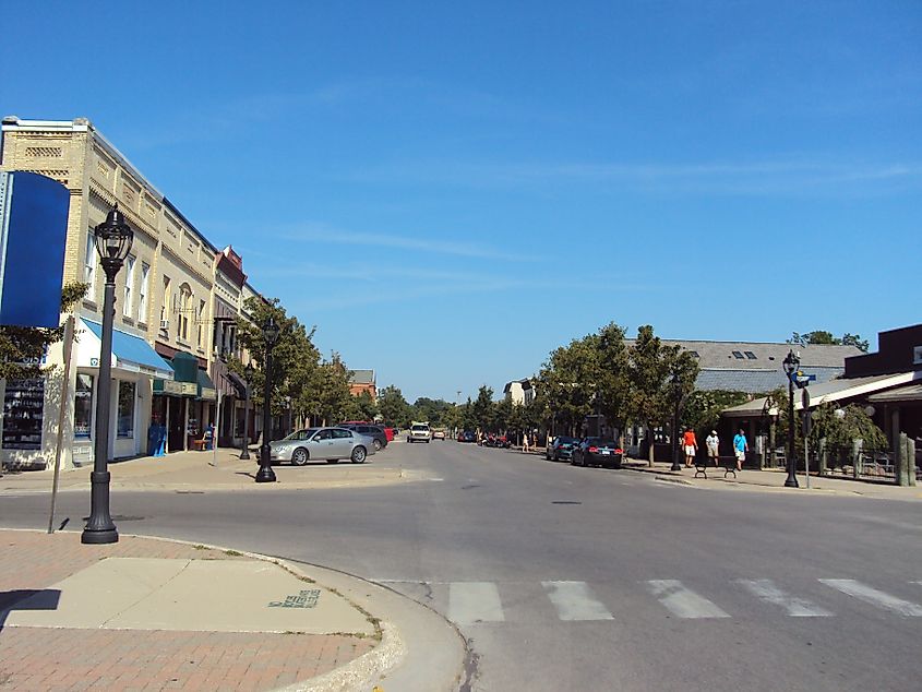 Looking East on River Street in Downtown Elk Rapids
