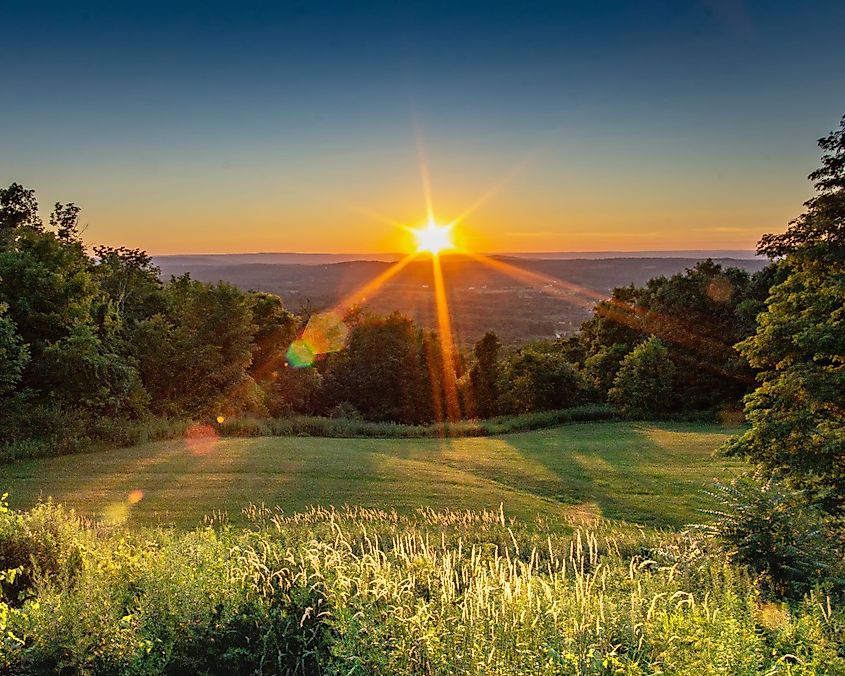 Sunset over Warwick Valley as seen from Mount Peter in Warwick, New York