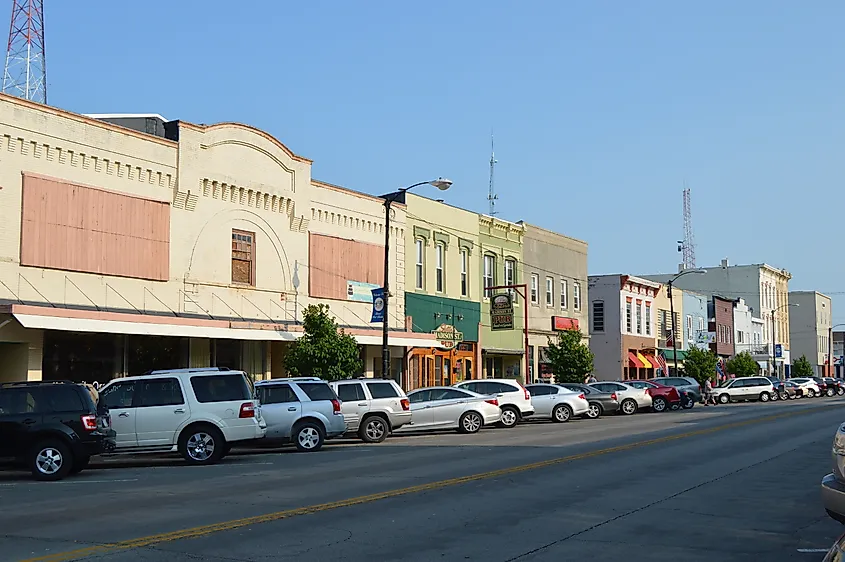Eastern side of Madison Street, south of the Perry Street intersection, in downtown Port Clinton, Ohio,