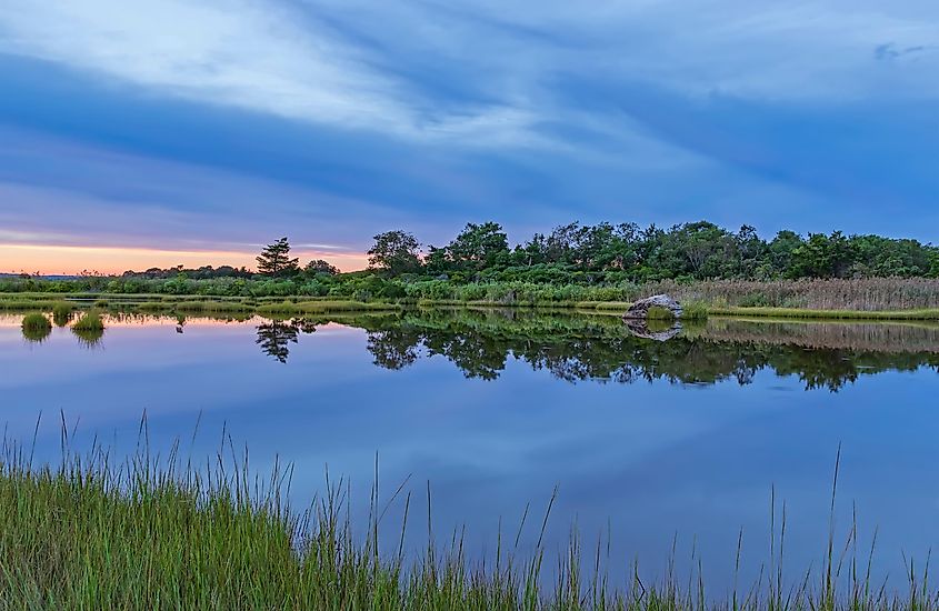 lake reflection. Hammonasset Beach State Park, Madiso