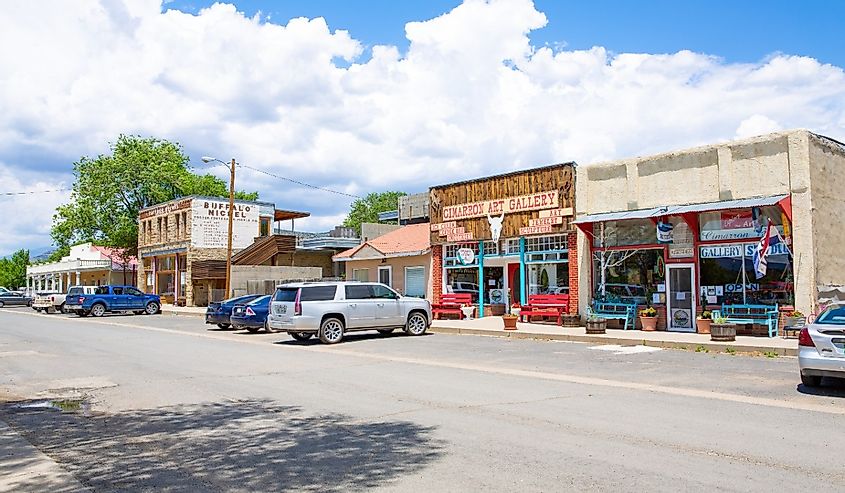 Historic downtown in Cimarron, New Mexico