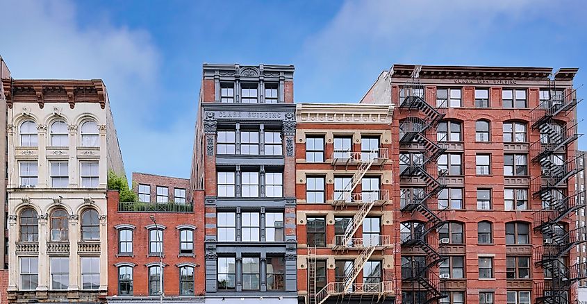 Well preserved 19th century buildings in Tribeca area of New York City