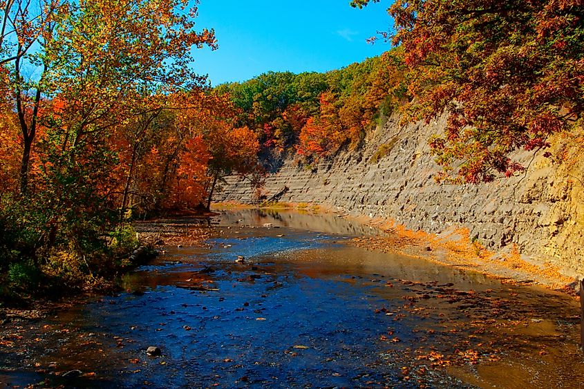 View of Rocky River in Autumn, Cleveland, Ohio.