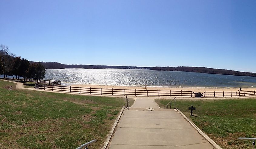 Swimming beach at Lake Anna State Park in Virginia.
