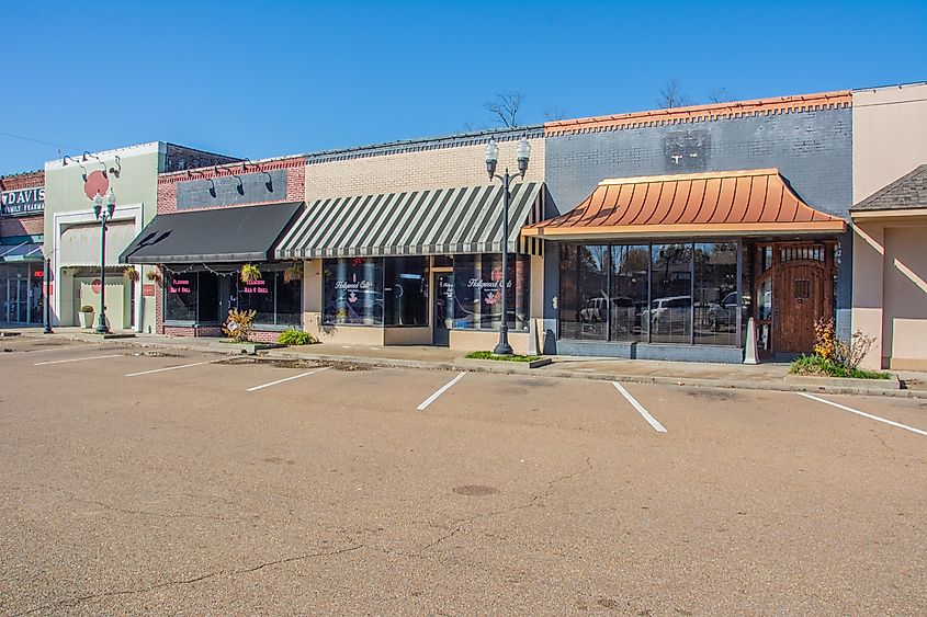 Public Square in the historic downtown of Batesville, Panola County, Mississippi.