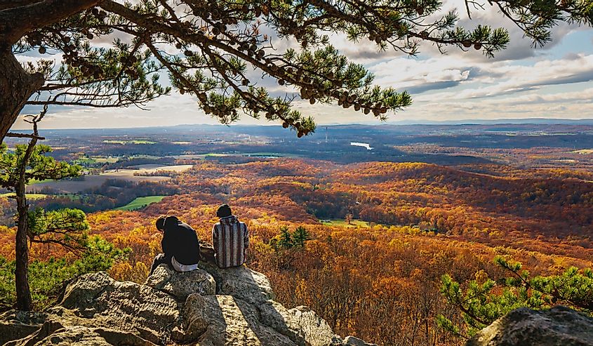 Lovely view from Sugarloaf Mountain, Michigan in autumn