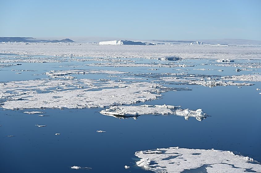Icebergs at The Antarctic Ocean.