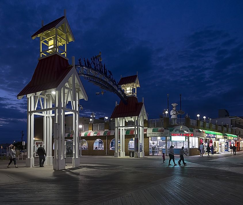 The North Division Street entrance to the boardwalk at Ocean City, Maryland, USA