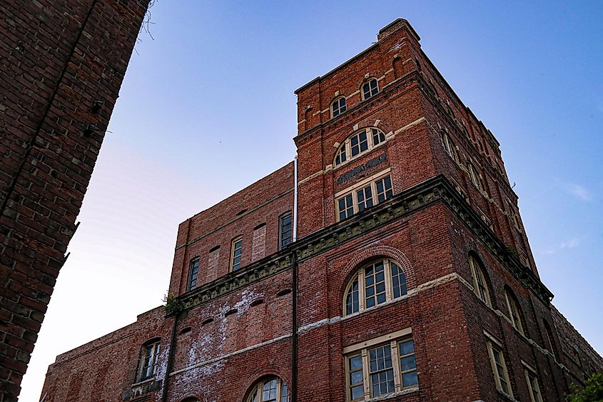 Abandoned factory in Morris, Illinois, taken at sunset.