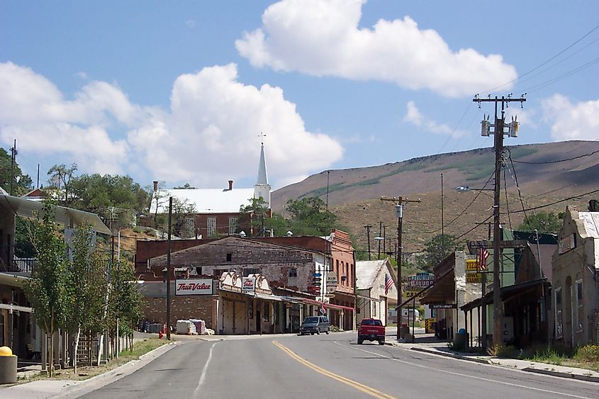 View looking east on U.S. Route 50 in Austin, Nevada, USA.