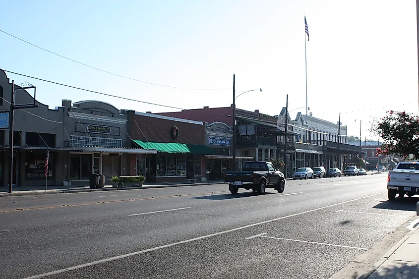 Downtown street in Ponchatoula, Louisiana.