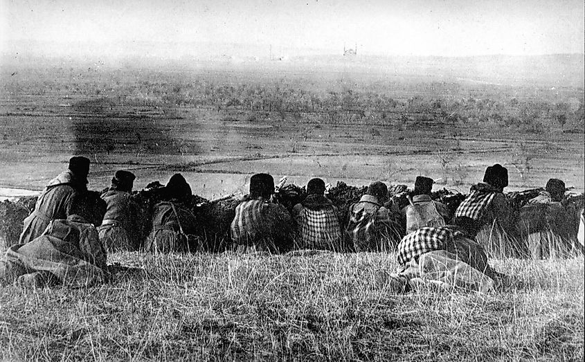 Bulgarian forces preparing to assault Adrianople during the First Balkan War.
