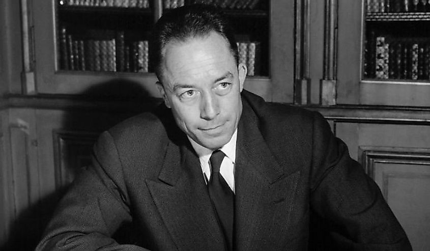 1957 French writer Albert Camus poses for a portrait in Paris following the announcement of his being awarded the Noel Prize for literature.