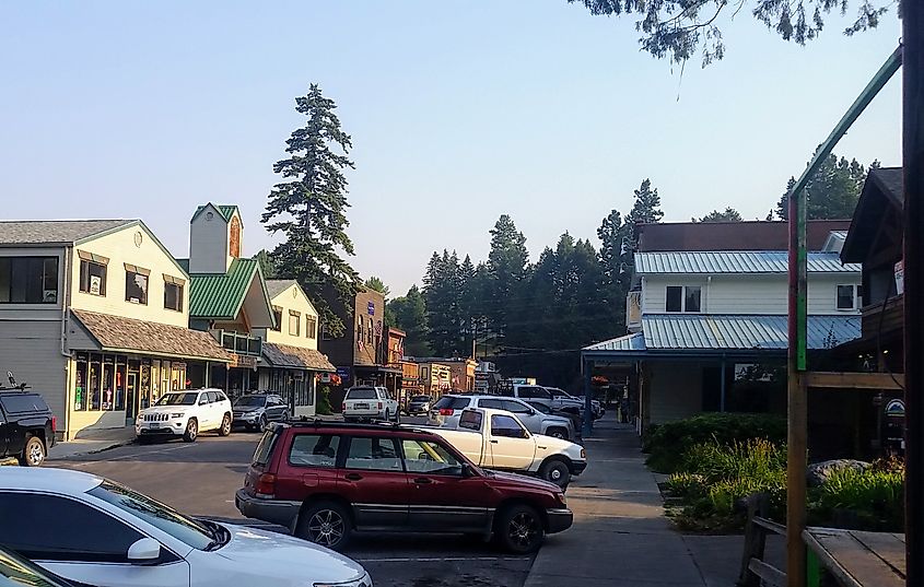 Electric Avenue in downtown Bigfork, Montana.