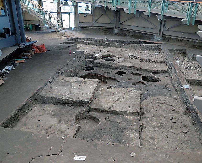 Inside the Thomson Archeodome Research Center in Mitchell Prehistoric Indian Village