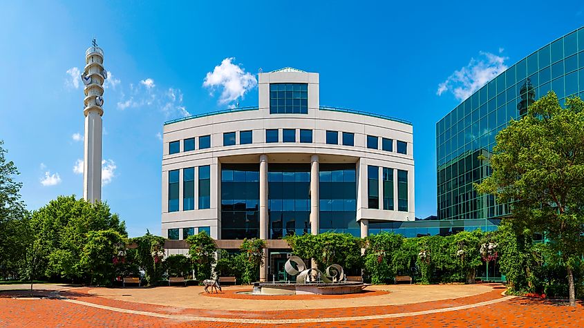 Moncton City Hall buildings and downtown skyline in New Brunswick, Canada.