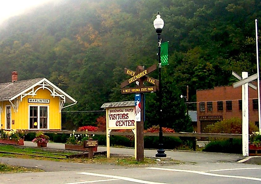 Historic Depot and the Greenbrier River Trail in Marlinton, West Virginia. Image credit WVhybrid at English Wikipedia via Wikimedia Commons