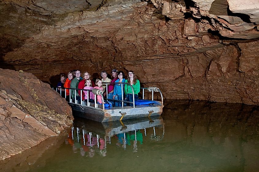 A portion of the underground boat ride at Indiana Caverns in Corydon, Indiana.