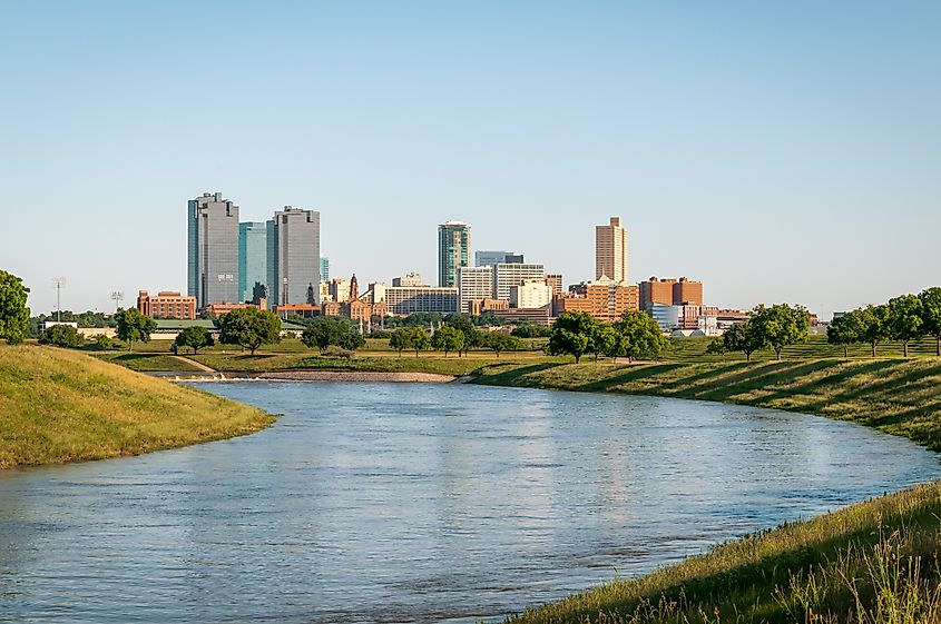 Fort Worth skyline and the Trinity River.