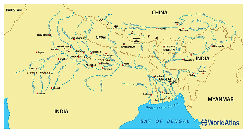 Rivers draining into the Bay of Bengal map