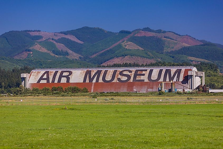 Tillamook Air Museum building located in Tillamook, Oregon. Editorial credit: Rob Crandall / Shutterstock.com