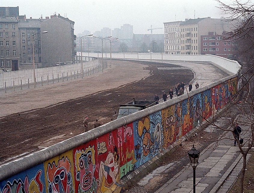 This image of the Berlin Wall was taken in 1986 by Thierry Noir at Bethaniendamm in Berlin-Kreuzberg.
