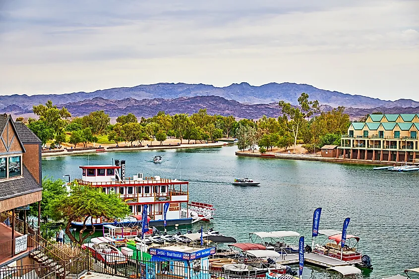 View of Lake Havasu, Arizona taken from the London Bridge, via Pamela Au / Shutterstock.com