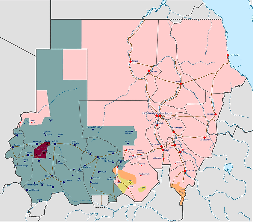 Map of control, SAF (yellow), RSF (blue). By ElijahPepe - Own work CC BY-SA 4.0