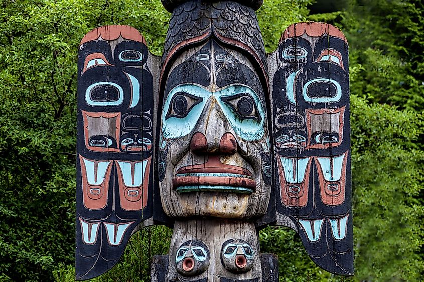 Carved Totem Pole in Ketchikan, Alaska