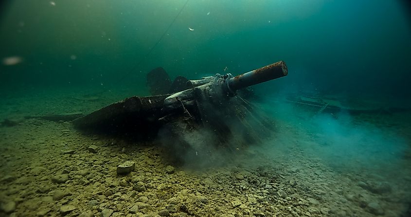 A shipwreck in Thunder Bay, protected by the Thunder Bay National Marine Sanctuary.