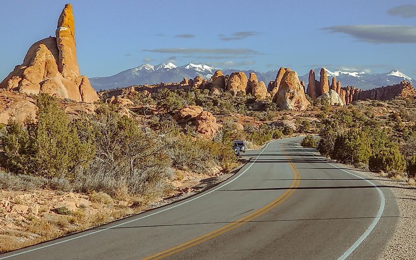  The scenic route through the Arches National Park, Utah. 