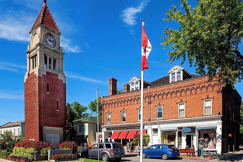 Historic buildings on Queen Street in Niagara-on-the-Lake, Ontario.
