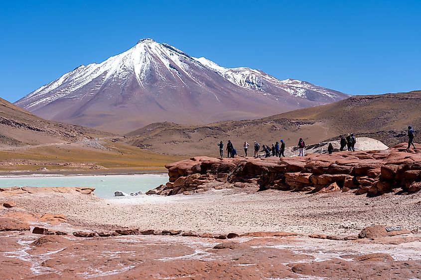 Lagoon and salt flats in Atacama Desert, Chile.