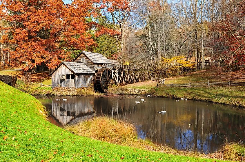 Mabry Mill with pond, one of the attractions on Blue Ridge Parkway, Virginia