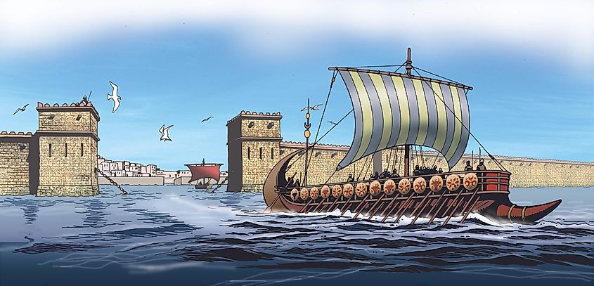 A trading ship leaving Carthage
