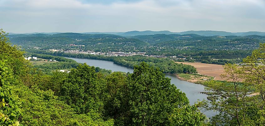 A view of Williamsport, Pennsylvania from a mountain lookout.