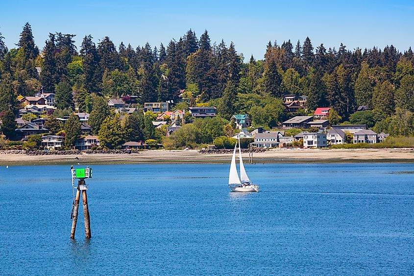 Sailboat in Eagle Harbor, Winslow, Bainbridge Island, Washington