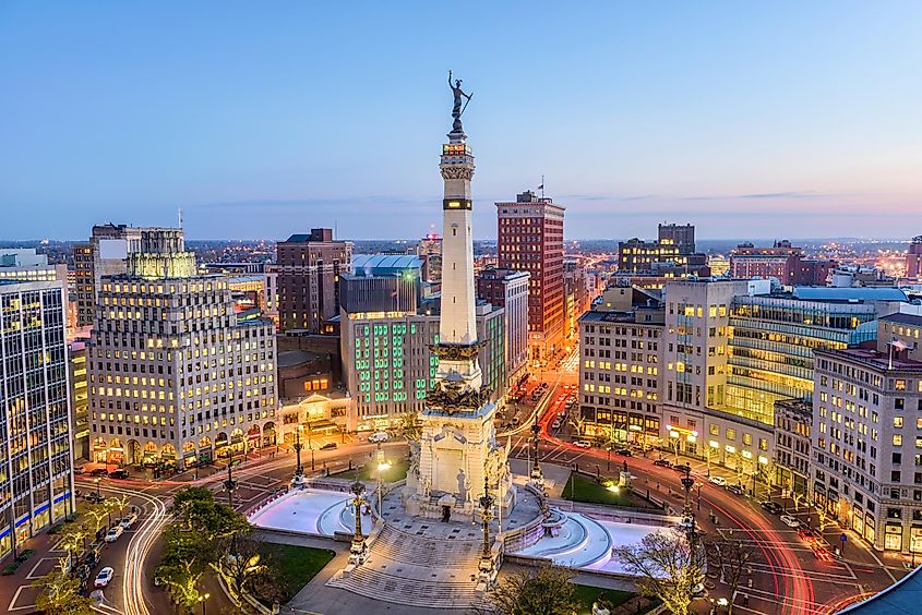 Indianapolis, Indiana, USA skyline over Monument Circle