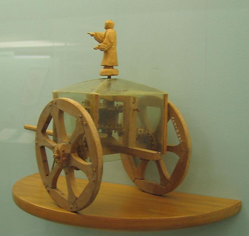 A model of a Chinese south-pointing chariot.