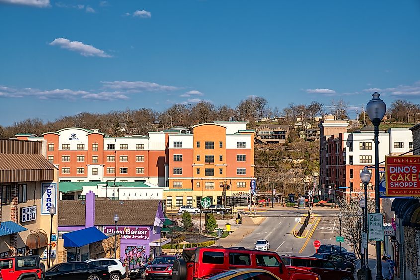 Downtown Branson, Missouri in spring.