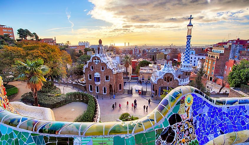 Park Guell, Barcelona at sunset