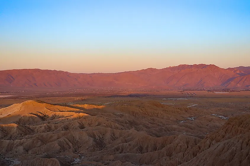 Sunrise at Fonts Point in Anza Borrego Desert State Park.