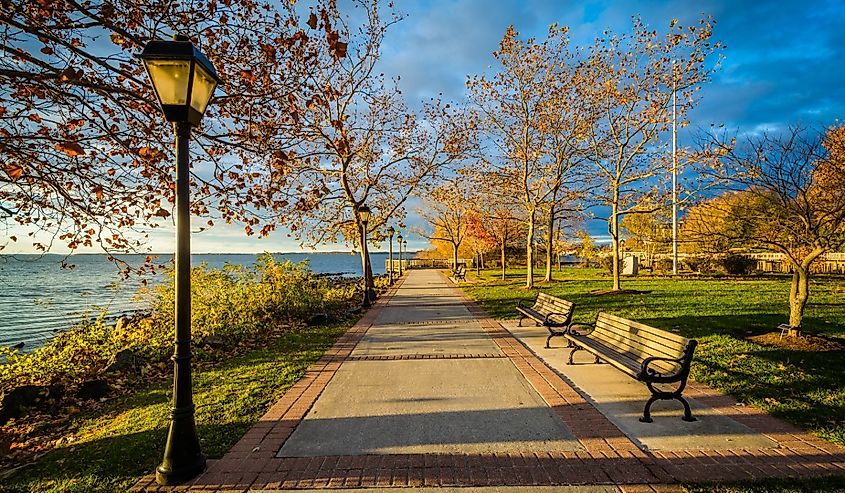 Autumn color along the promenade at Concord Point, in Havre de Grace, Maryland