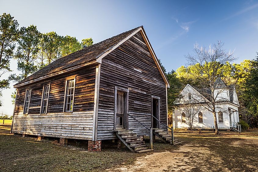 Old houses in the historic landmark park near Dothan, Alabama