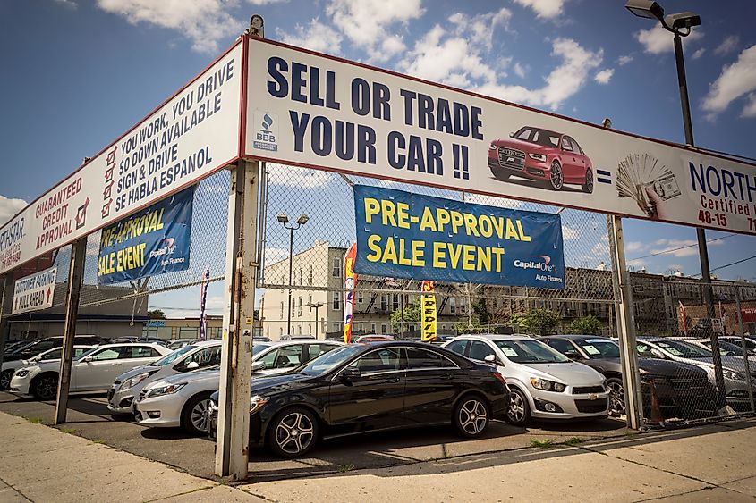 A dealer in used cars in the Woodside neighborhood of Queens in New York