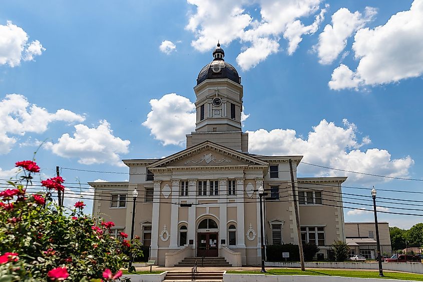 The historic Claiborne County Courthouse in Port Gibson, Mississippi.