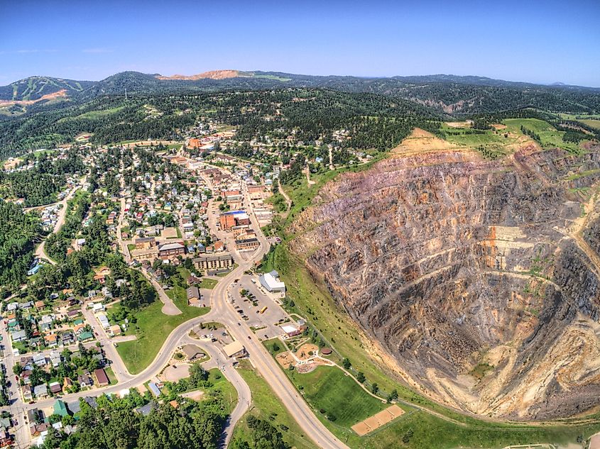 Aerial view of Lead, South Dakota.